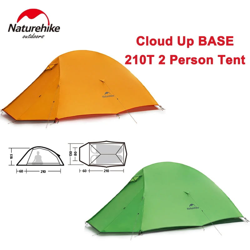 Naturehike Cloud Up Tent BASE Outdoor Double Layer 1-2 Person Camp Tent 210T Waterproof Tent With Upgrade Integrated Tent Pole