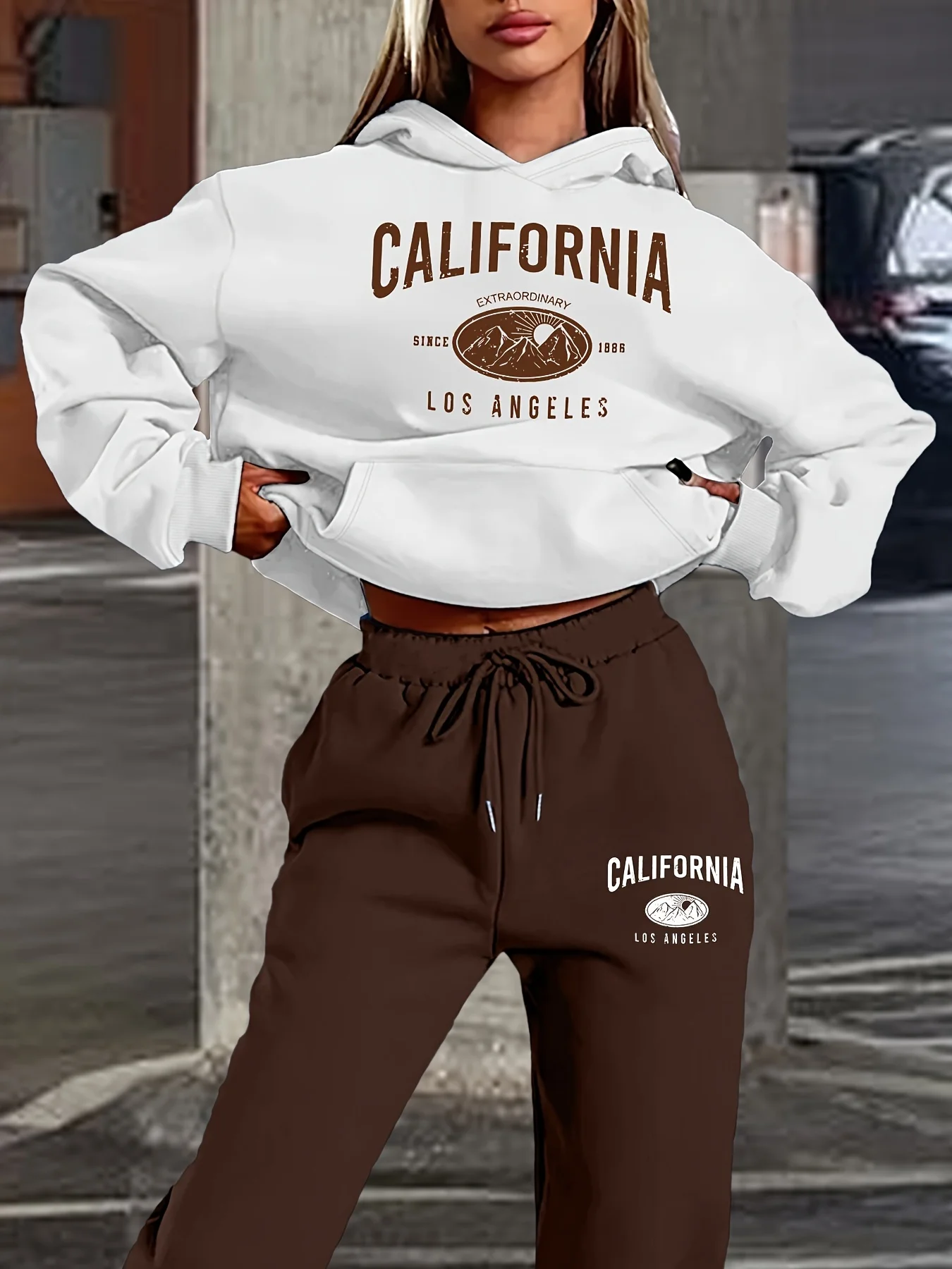 

25/26 Latest Autumn/Winter American Street Trendy Women's Y2k Letter Skull Hoodie Set Women's 3D Large Adult Hoodie Waist Pants