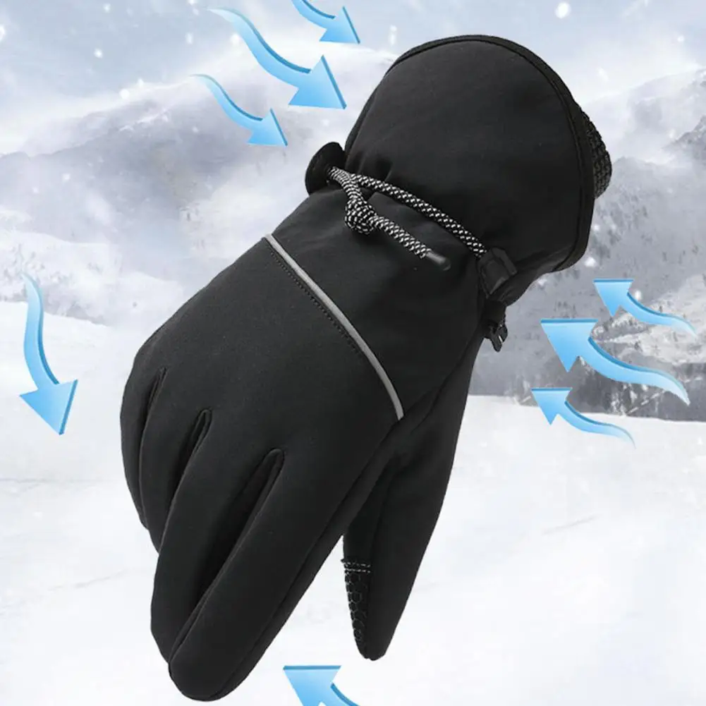 Luvas térmicas windproof do tela táctil, luvas do ciclismo do inverno com forro resistente à água do luxuoso