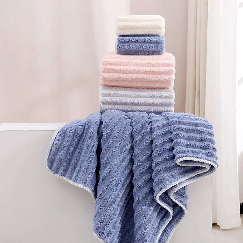 Thickened and enlarged candy velvet bath towel, skin friendly and absorbent adult beach towel, towel and bath towel set