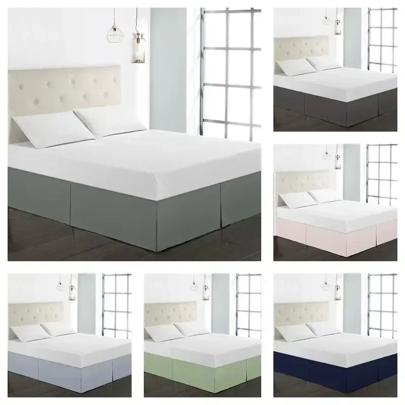 Solid Color Home Hotel Bed Skirt Bedsheet Split Corners Bed Cover Bed Protector Home Hotel Bed-Skirt with Surface