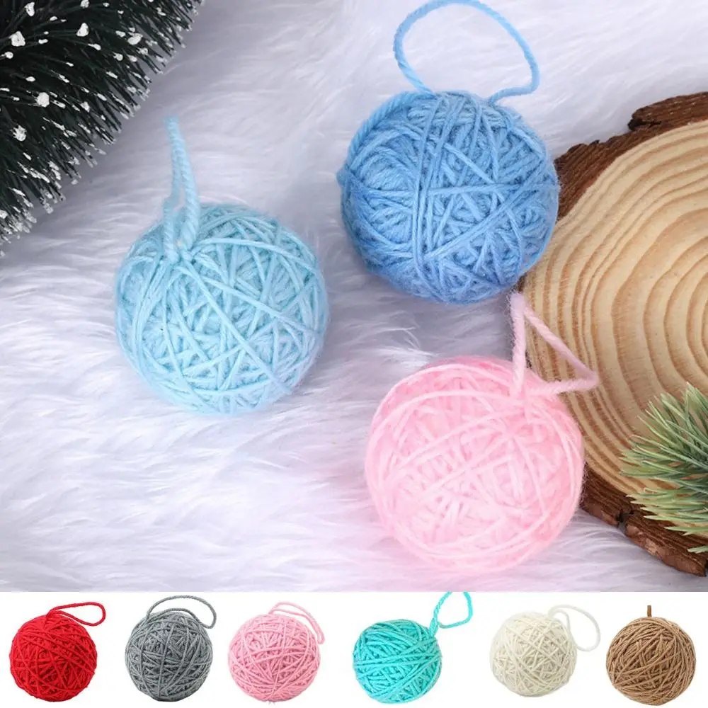 1.97 polegada bola de fio de natal mão-ferida colorida bola de lã de natal pendurado decorativo árvore de natal pingente casamento