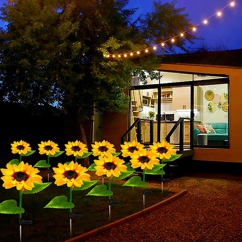 Solar Sonnenblumen Lichter Outdoor Garten Pfahl Lichter wasserdicht LED solar betriebene Blumen Lichter Dekor für Terrasse Hof Weg Rasen