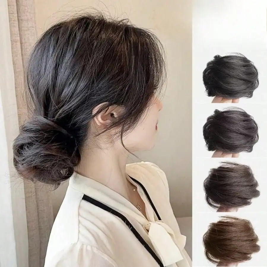 

Synthetic Hair Clips Messy Bun Chignon Brown Color Hair Bun Donut Pad Elastic Hair Rope Rubber Band Hair Extensions For Women