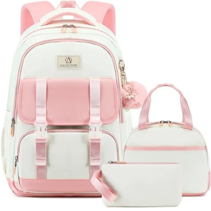 

School Backpack for Girls Women 15.6 Inch Laptop Backpacks College Bookbag Cute Elementary Middle High School Bag with Lunch Bo