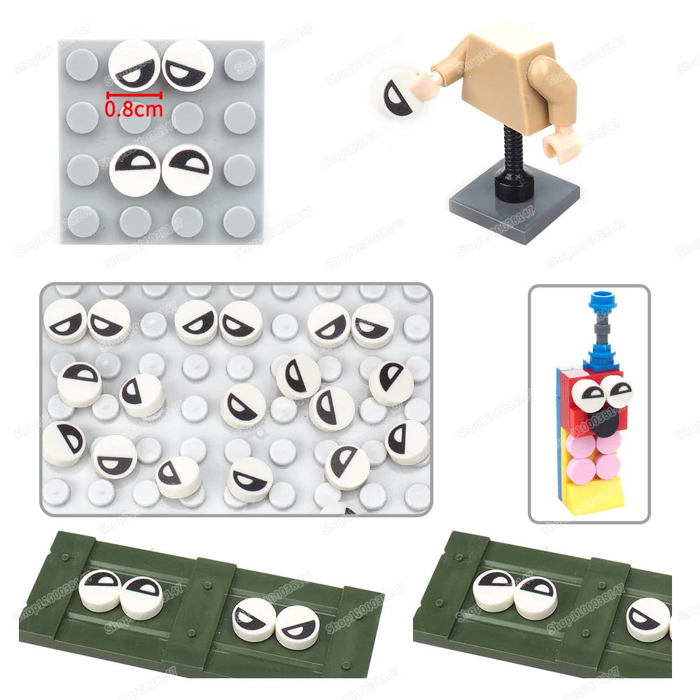 Moc-Carreaux aux yeux noirs à moitié fermés, modèle de construction, figurines de nuits imprimées, accessoires de scènes, jouet cadeau, l'élève 98138