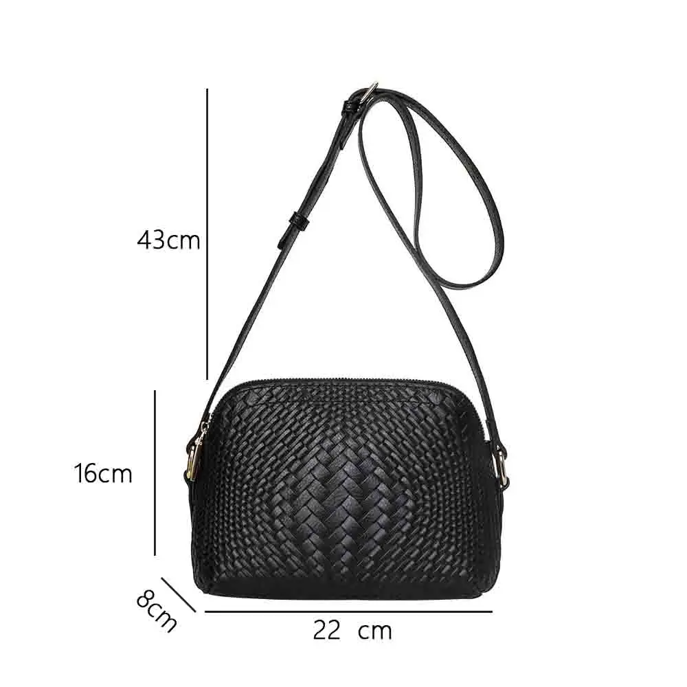 Motingsome Knited Series Genuine Leather Woman Shoulder Bag Crossbody Luxury Cowhide Woven Ladies Daily Purses Black 2022 New