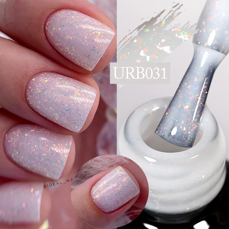 UR SUGAR 7ml Auroras Glitter Rubber Base Gel Laser Sparking Chrome Sequins Semi Permanent Soak Off UV LED Nails Art Vernis