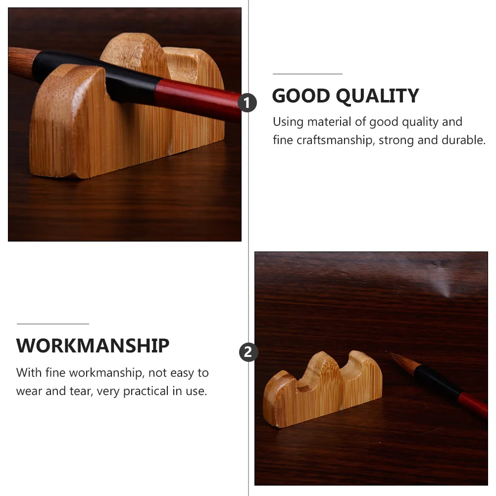 

3Pcs Bamboo Calligraphy Brush Holders Lightweight Ink Pen Racks Desktop Organizer Writing Brush Rest Ink Pen Stand