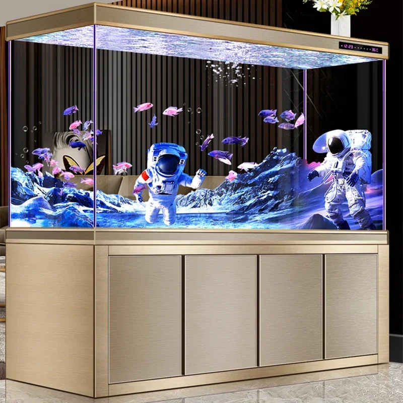 Luxury Fish Tanks Aquariums Modern Living Room Originality Glass Aquariums Cabinet Multifunction Pet Products Аквариум LLAQ