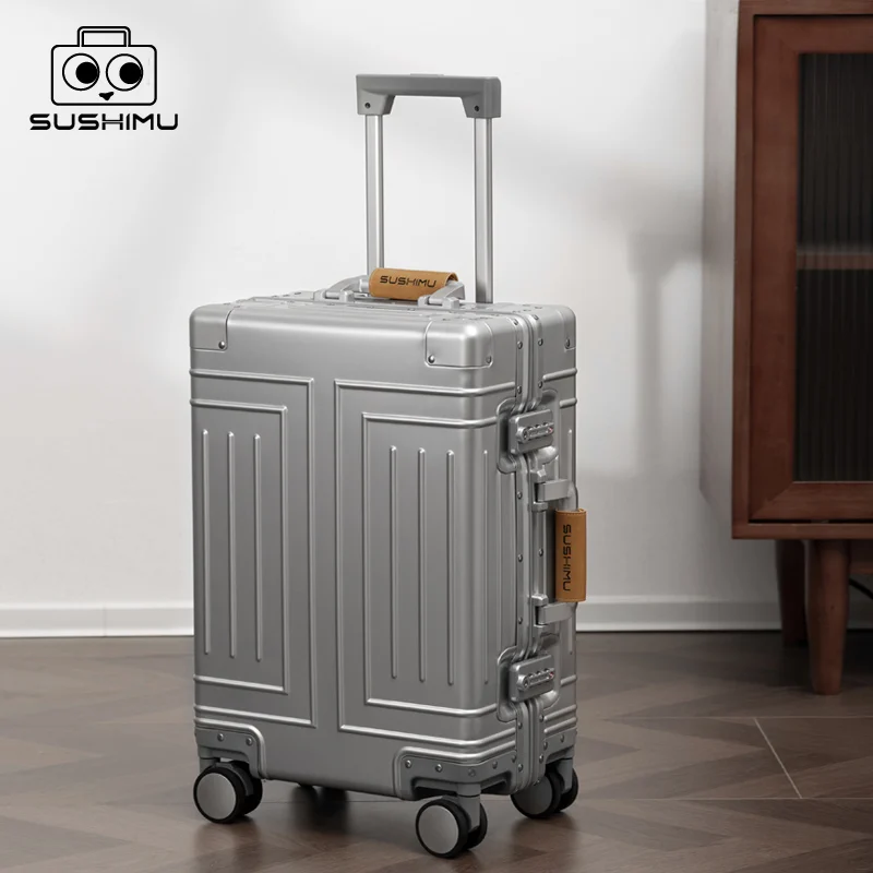 100% Aluminum-magnesium alloy Travel Suitcase Rolling Luggage 20/24/28 inch Trolley Luggage Carry-On Cabin Suitcase