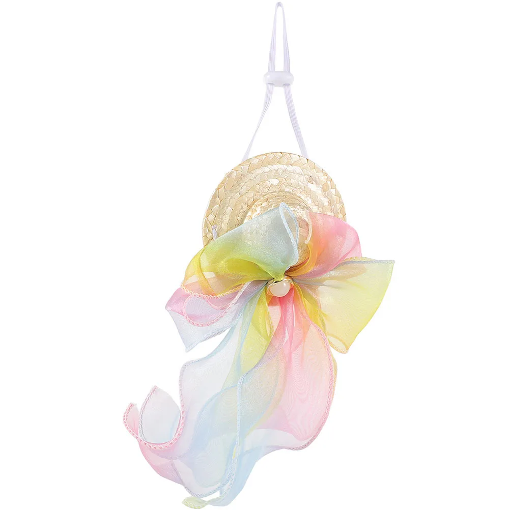 

Pet Straw Hat Cat Puppy Handmade Delicate Bowknot Wear-Resistant Decorative Party Hat Puppy Supply Hats for Cats