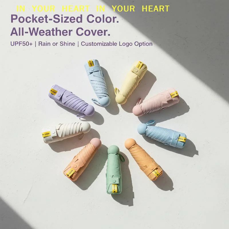 【X】Waterproof Mini Anti-UV Umbrella 6 Reinforced Ribs Windproof Dual Use for Sunny Rainy Days Portable for Outdoor Activities