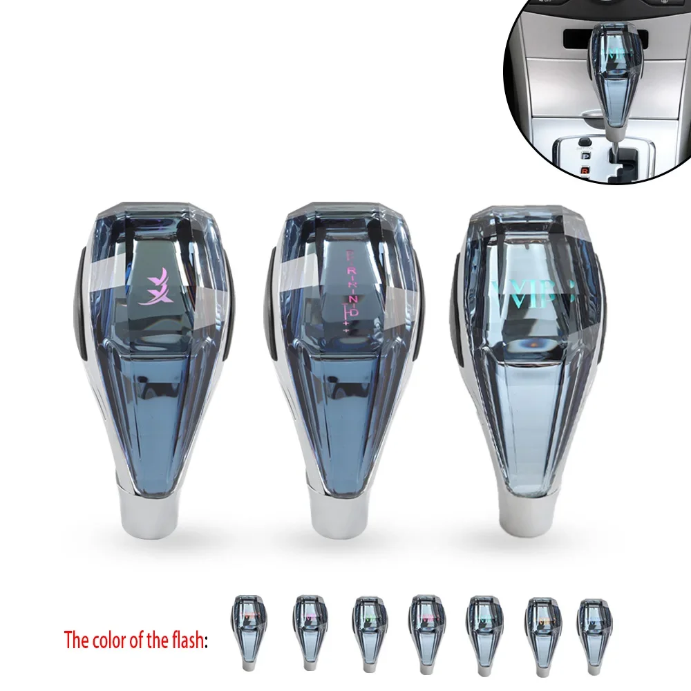 

Car Crystal Touch Activated LED Gear Shift Knob Universal Transparent Acrylic Breathable Gradual Change Light With USB Charger