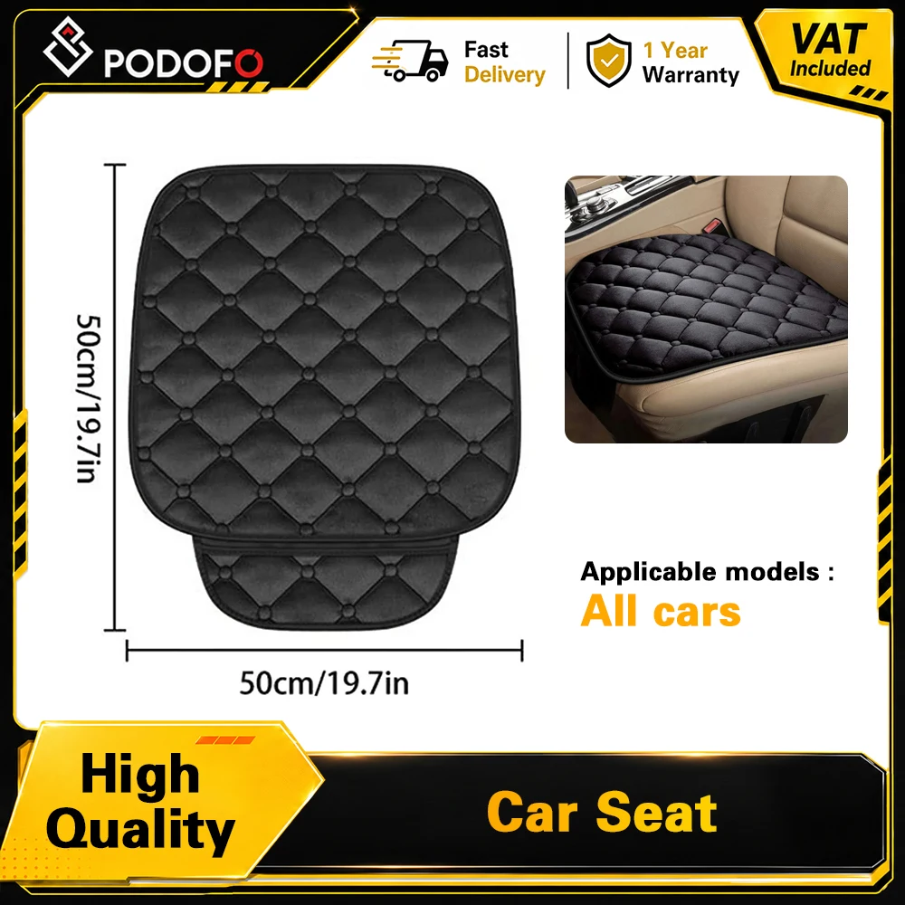 Podofo Coussin de siège de voiture universel quatre saisons en peluche, tapis de siège arrière, protection de siège entièrement enveloppante, compatible avec tous les modèles de voitures, respirant, non toxique, écologique, chaud, résistant à l'usure, revêtement en cuir, élégant, soigné, housse de siège auto