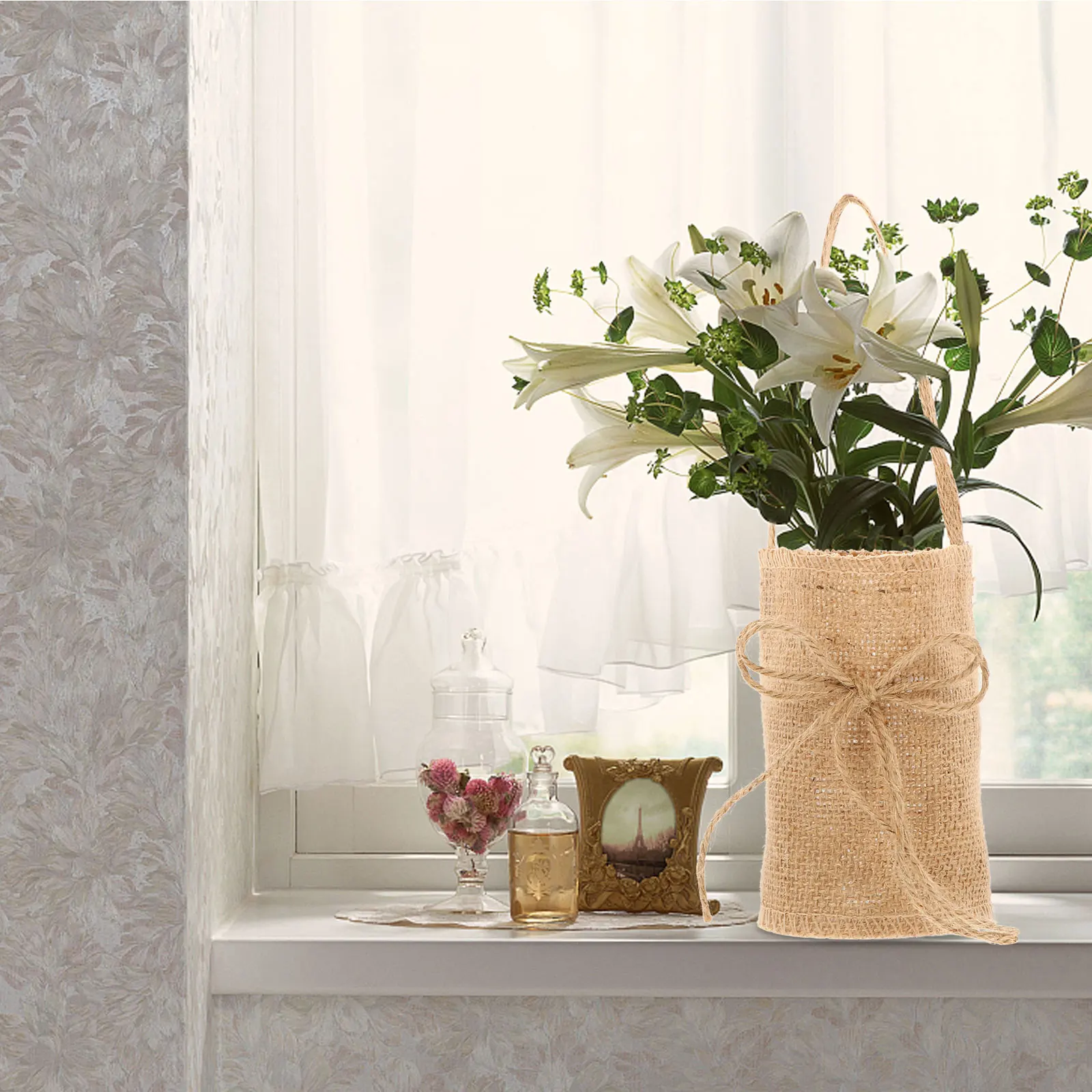 

2pcs Wedding Linen Storage Baskets Portable Flower Baskets For Banquet Graduation Photo Props Lightweight Handheld Party