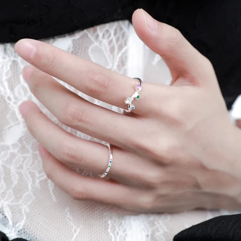 925 Sterling Silber Liebesherz Ausgehöhlter Ring für Frauen und Mädchen, Extrem Feiner Koreanischer Ins-Schmuck, Geschenk, Dropshipping – Detail 13