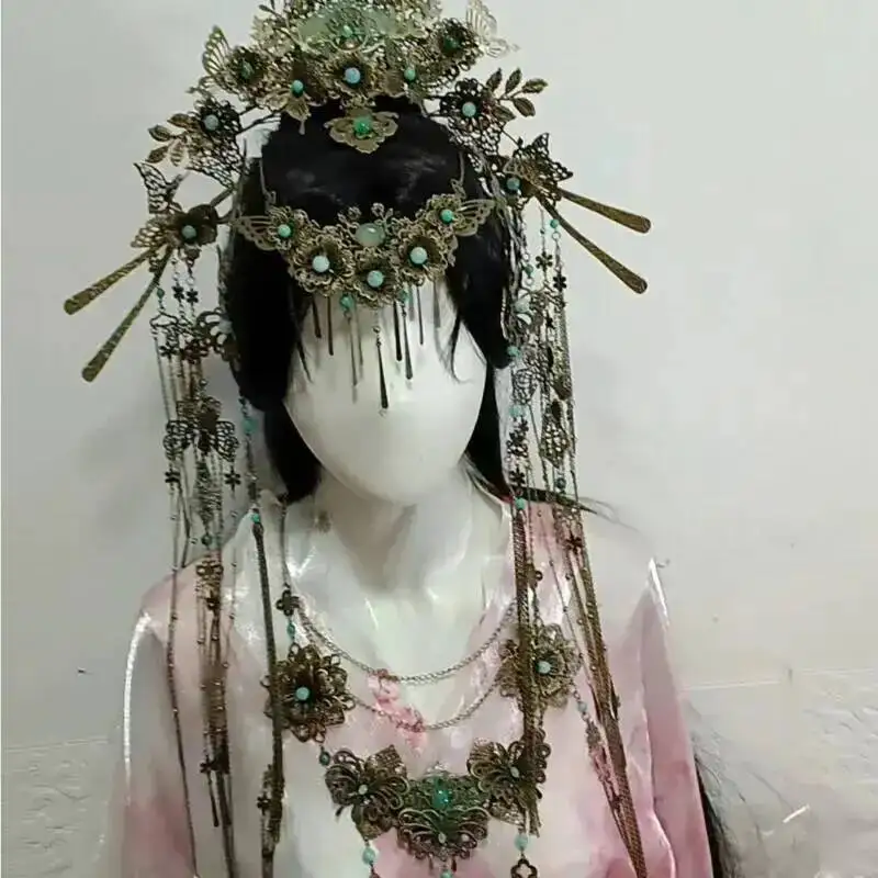 

Traditional Chinese Ancient Hanfu Headwear Cosplay Bronze Priest Crown Hair Accessory For Women Princess Noble Hair Jewelry