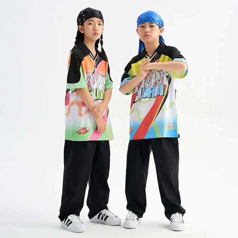 เด็ก Cool Hip Hop เสื้อผ้าเด็ก Street ชุดสาวชุดเต้นรําแจ๊ส STAGE Performance Kpop ชุดห้องบอลรูม Dancewear DQS19959