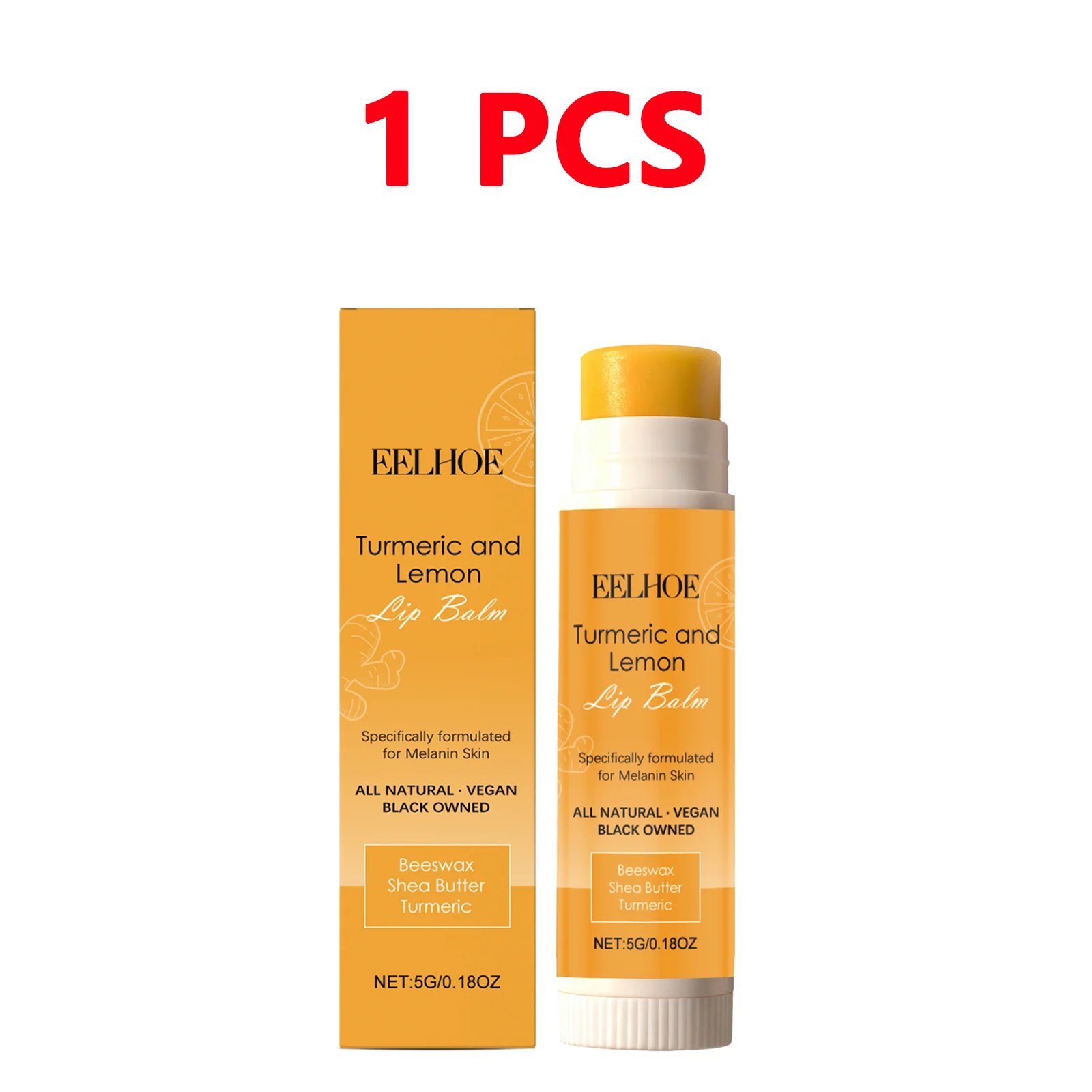Kurkuma-citroen lippenbalsem, langdurig hydraterend, verzachtend, verheldert doffe lippen, exfoliërend, niet-kleverig, voor- make-up basis.