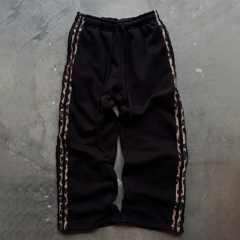 Modny 2-częściowy zestaw: bluza z kapturem z bocznymi paskami, uniwersalna, wygodna, elastyczne spodnie sportowe, styl Y2K, męski i damski, casualowy streetwear.