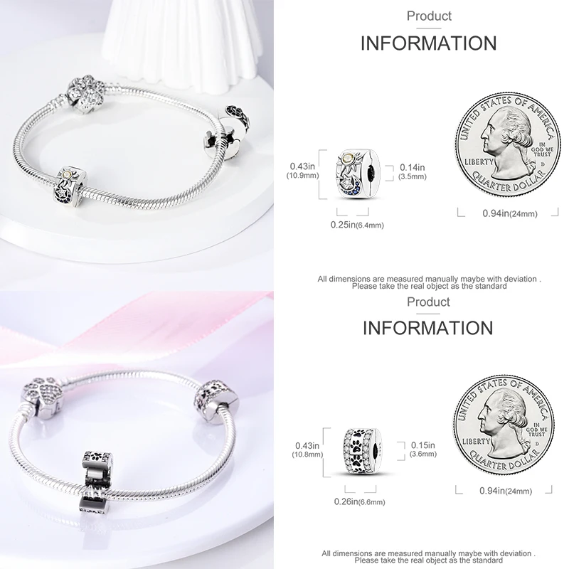 925 Sterling Silber Spacer Charm Perlen Schmetterling Blumen Stern Mond Bunt Lila DIY Armband Halskette Schmuck Geschenk für Frauen – Detail 13