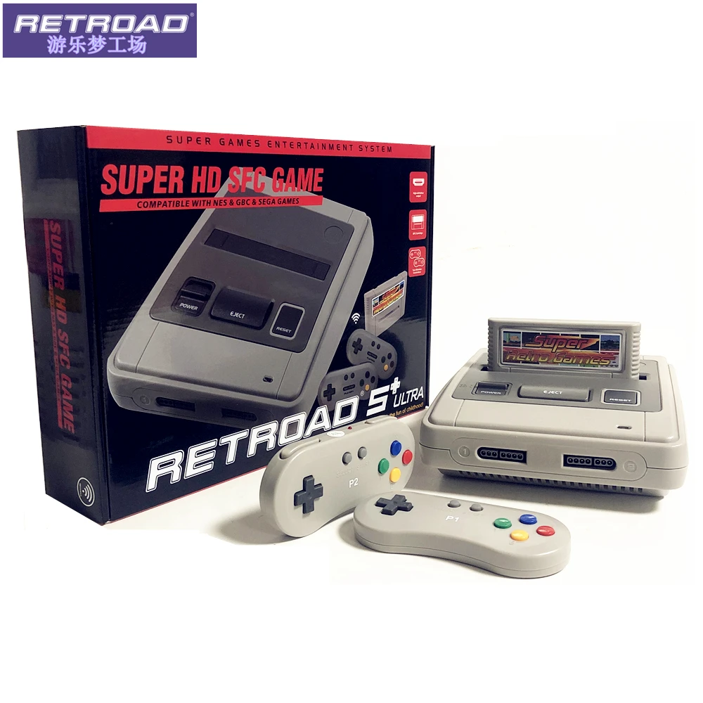 Consola de juegos SFC52HD Super Retro, juego para cartucho de juego SFC/SNES, dos controladores, tarjeta de juegos gratis, 350, tamaño Original