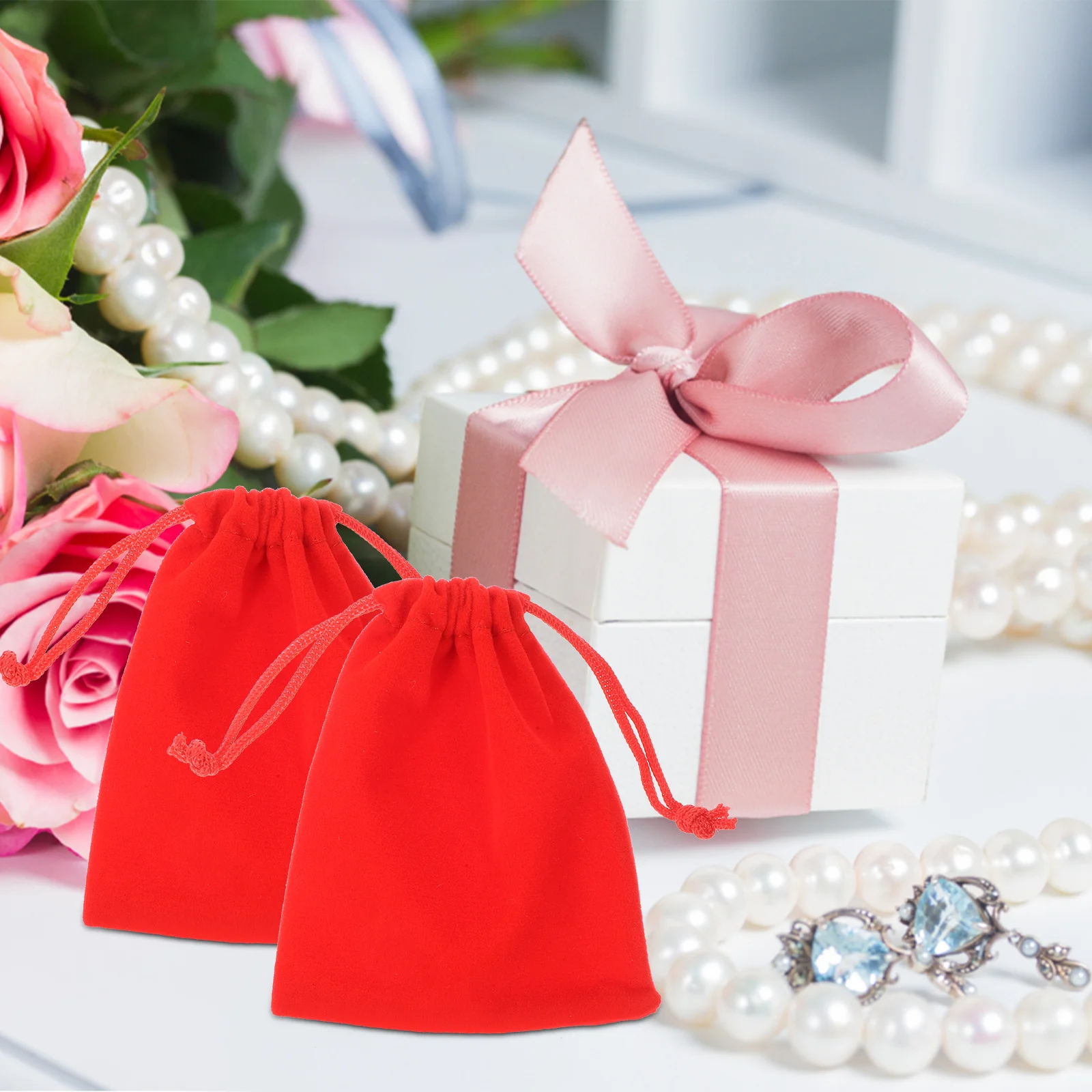 20Pcs Drawstring Bags Reusable Cloth Gift Pouch Small Jewelry Candy Storage Bag Portable Present for Holiday Wedding Party Favor