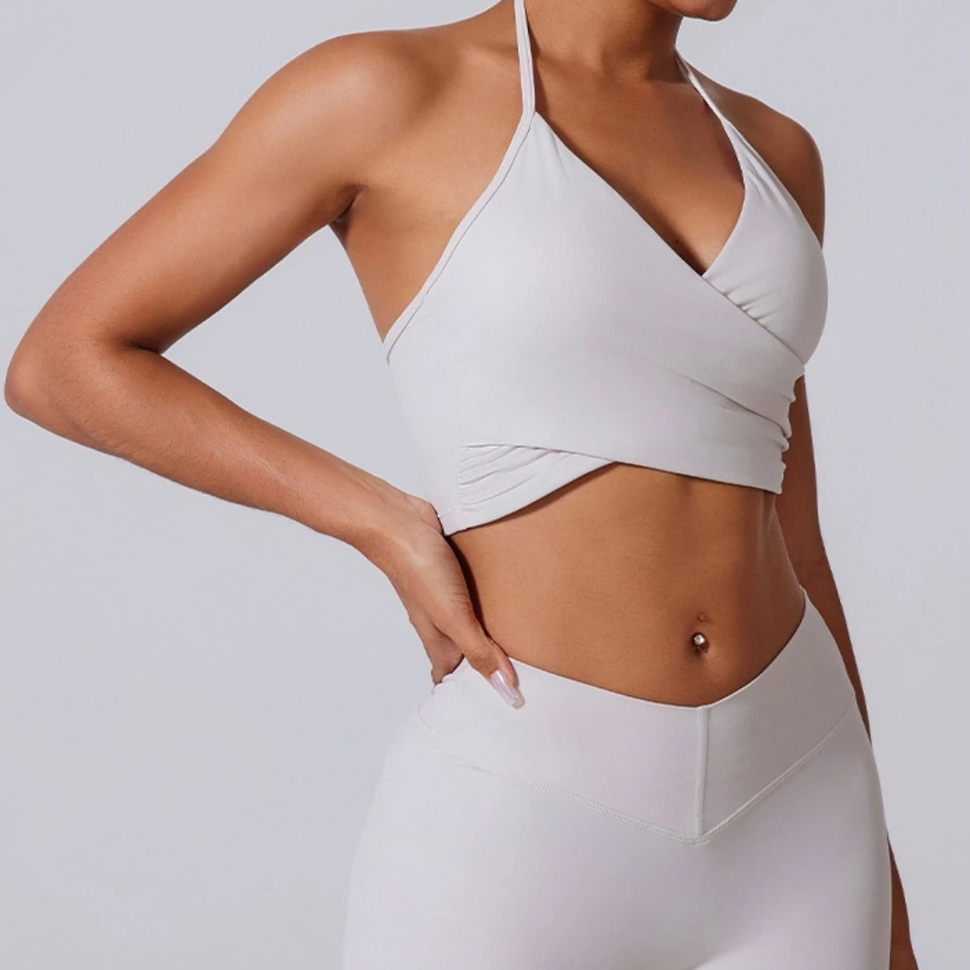 حمالة صدر رياضية برقبة معلقة للنساء، ملابس داخلية مثيرة بدون ظهر وأشرطة رفيعة لليوجا، ملابس داخلية للجري واللياقة البدنية، ملابس علوية بدون أكمام للصالة الرياضية #3