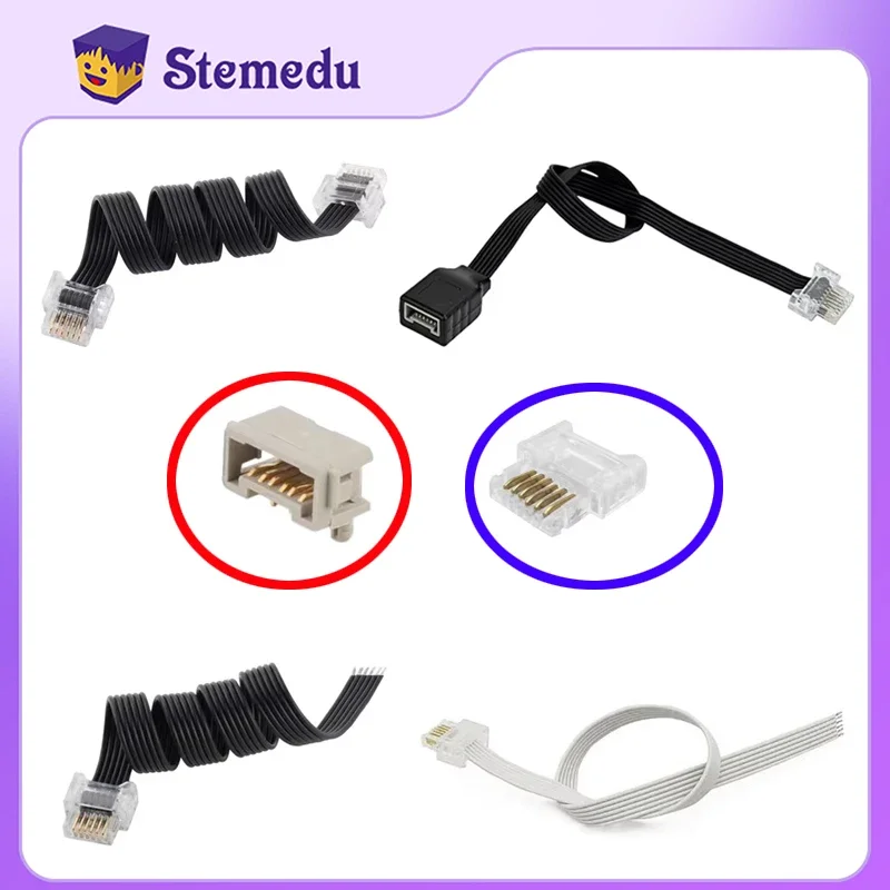 Power Functions 25cm Extention Wire for WE-DO 2.0 Motor Connection Cord Repair Cable 6P6C Metal Crystal Connector Hi-Tech Parts