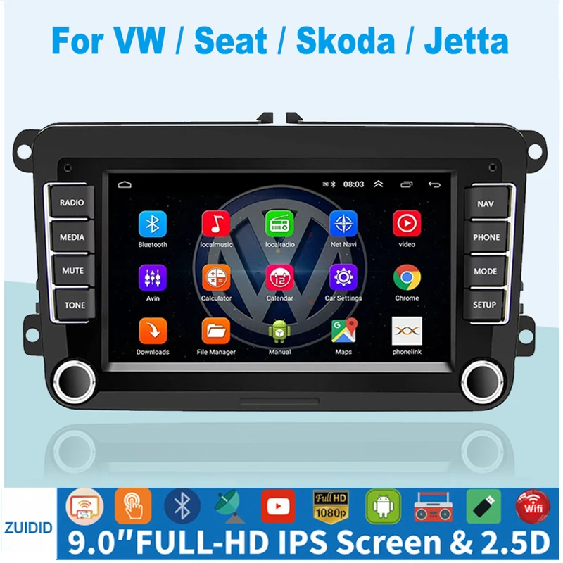 

2 din Android 10.0 Car Radio with Bluetooth GPS Multimedia Player For VW/Volkswagen/Golf/Passat/b7/b6/Skoda/Seat/Octavia/Polo