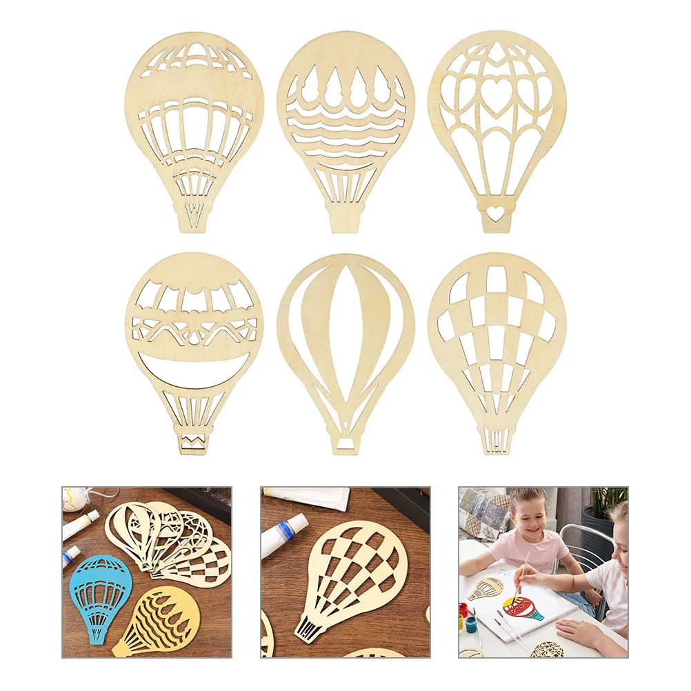 

Hot Air Balloon Party Favors Wood Chips DIY Wooden Slices Painting Materials Decorations