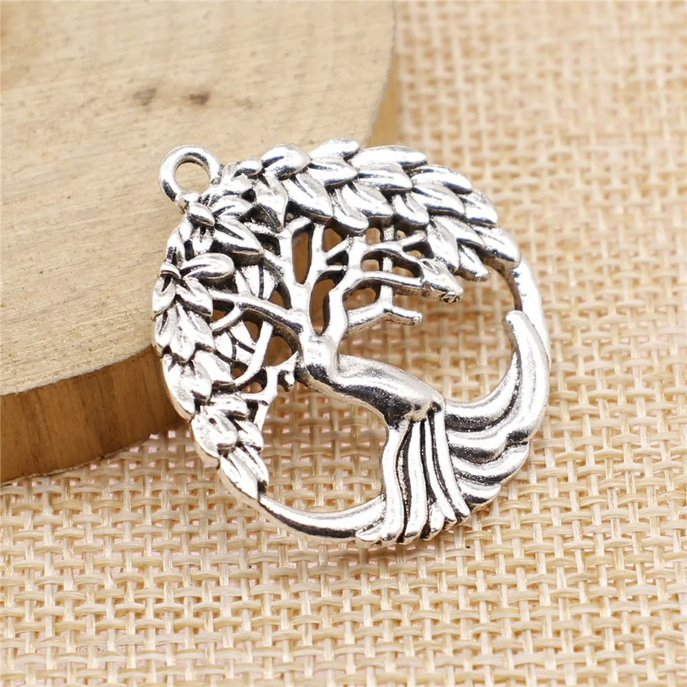 WYSIWYG 3pcs/lot Charms Tree DIY Jewelry Findings 2 Colors Antique Silver Color Antique Bronze Plated 29x32mm Tree Charms