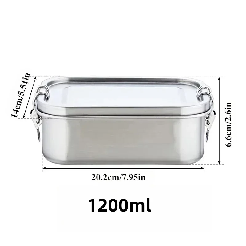 Edelstahl-Lunchbox für Kinder und Erwachsene, tragbare, auslaufsichere Bento-Box, Behälter für die Zubereitung von Speisen und Mahlzeiten, spülmaschinenfest – Detail 8