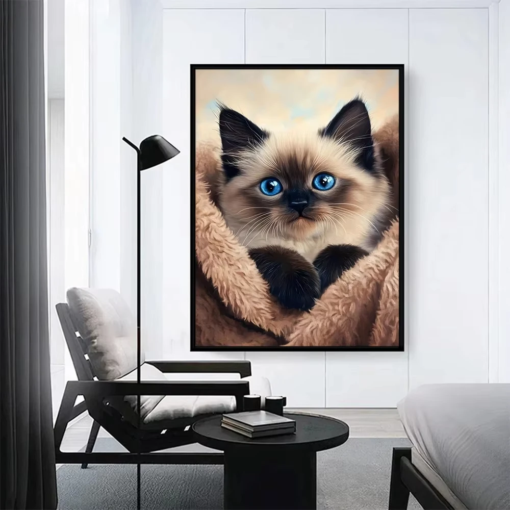 

Lovely Cat with Blue Eyes 500/1000/1200/2000 PCS Jigsaw Puzzles Family Activity Games for Gameroom Bedroom Gifts Frameless