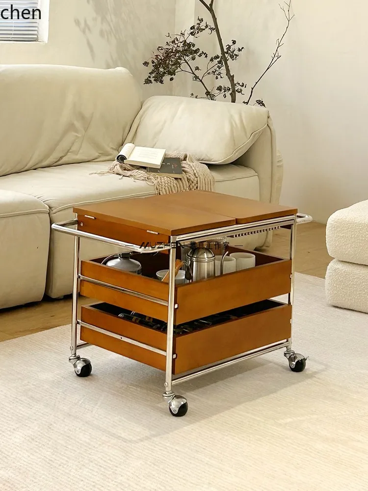 ZML balcony tea table surrounding stove tea making trolley household multi-functional movable folding edge few