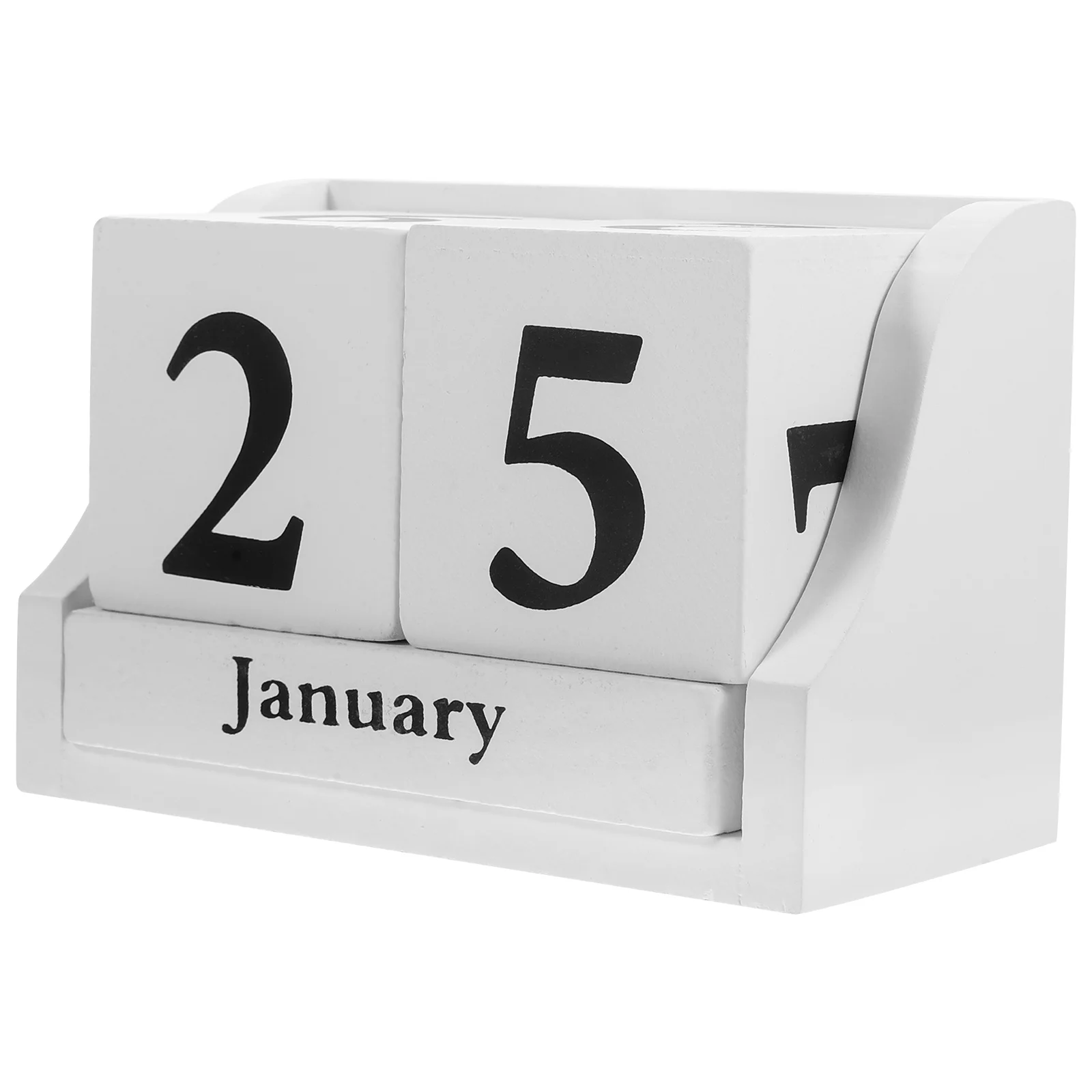 Bloque de calendario, soporte de decoración de escritorio elegante, indicador de fecha y mes, cubo de madera para el hogar y la Oficina