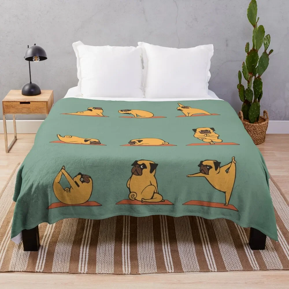 

Pug Yoga Throw Blanket Plush Moving Large Picnic For Decorative Sofa Blankets