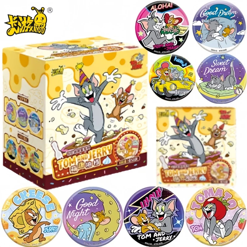 Oryginalne odznaki z blachy KAYOU z serii Tom i Jerry, urocza kolekcja odznak z motywem partnerów, gadżety anime, zabawki, prezenty świąteczne dla dzieci.