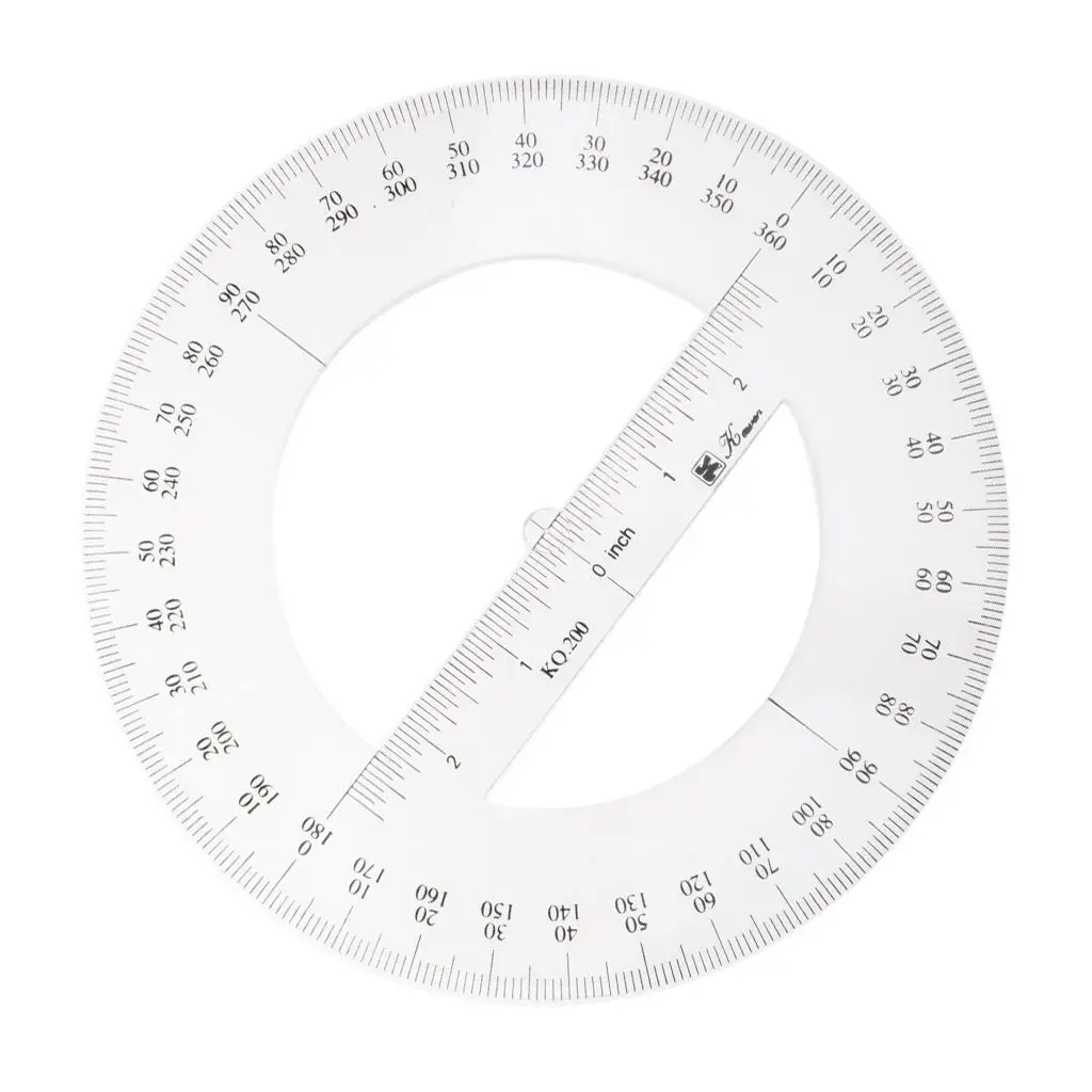 Round Hollow 360 Degree Protractor Angle Measure Tool Ruler Stationery 20cm