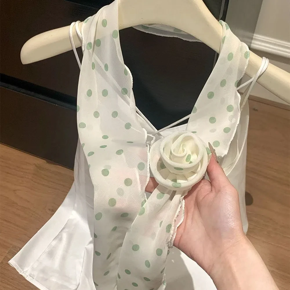 Unique Y2k Long Polka Dot Waistband Designer Thin Silk Waist Belt Floral Tie Up Dress Jeans Belt Summer