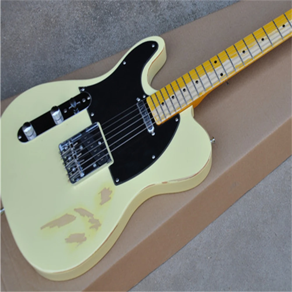 

Left hand electric guitar retro relic maple neck chrome parts SS pickup