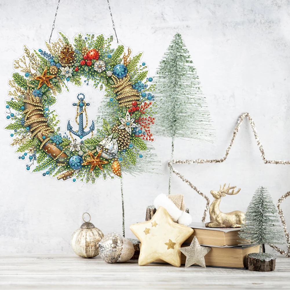 حجر الراين الماس الفن نافذة المعلقات عيد الميلاد موضوع 2D/مسطحة DIY الماس اللوحة مجموعة شكل خاص لوحة على الحائط لتزيين المنزل الحرف #5