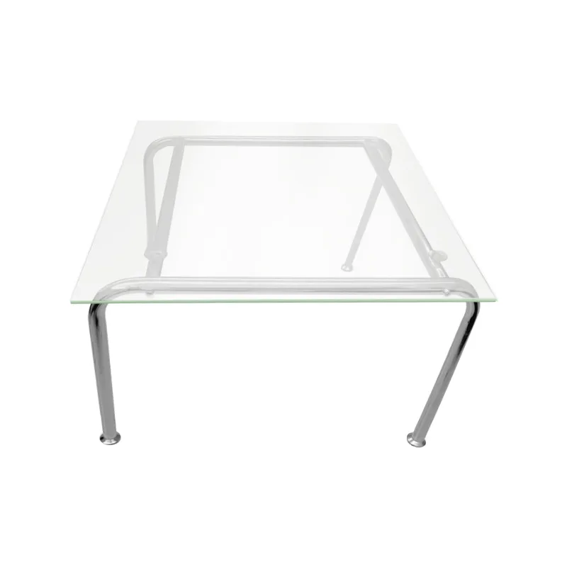 

Modern minimalist tempered glass coffee table, small household unit, square table, stainless steel