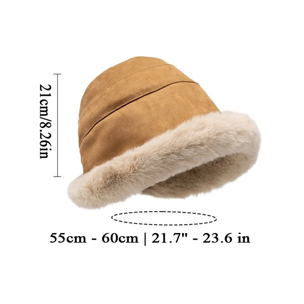 New Winter Bucket Hat Soft Thickened Plush Hats Women Outdoor Windproof Caps Warm Beanies Ladies Fisherman Hat Panama Hat