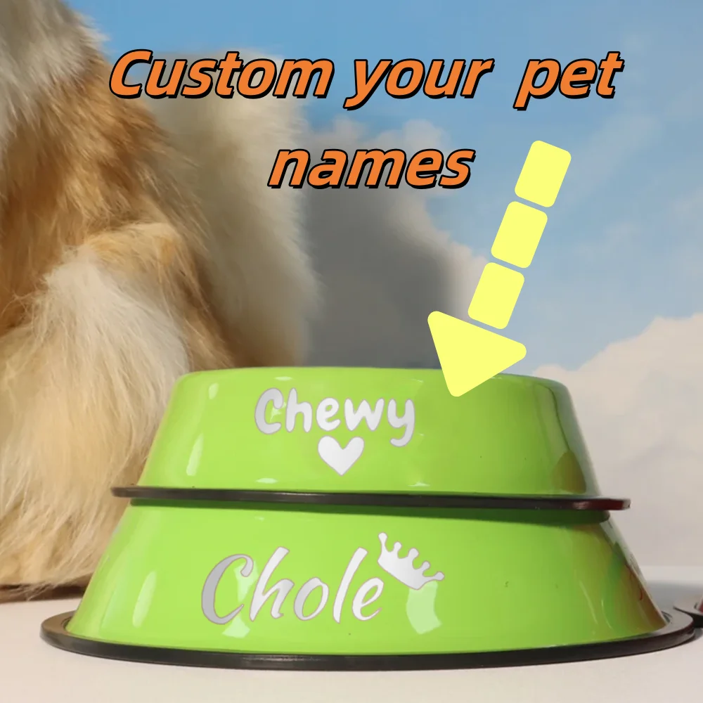 Customized Personalized Stainless Steel Tray Dog Bowl Basin Cat And Dog Pet Bowl Non Slip Feeding Pet Supplies Can Be Wholesale