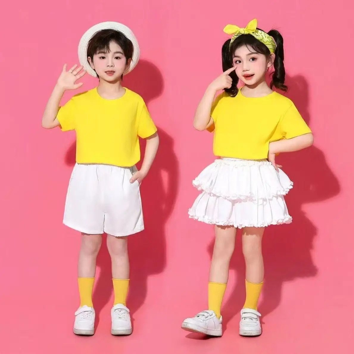 Cotton Children Cheerleading Performance Costume for Boys and Girls Sports Games Group Performance Costume Kindergarten Set