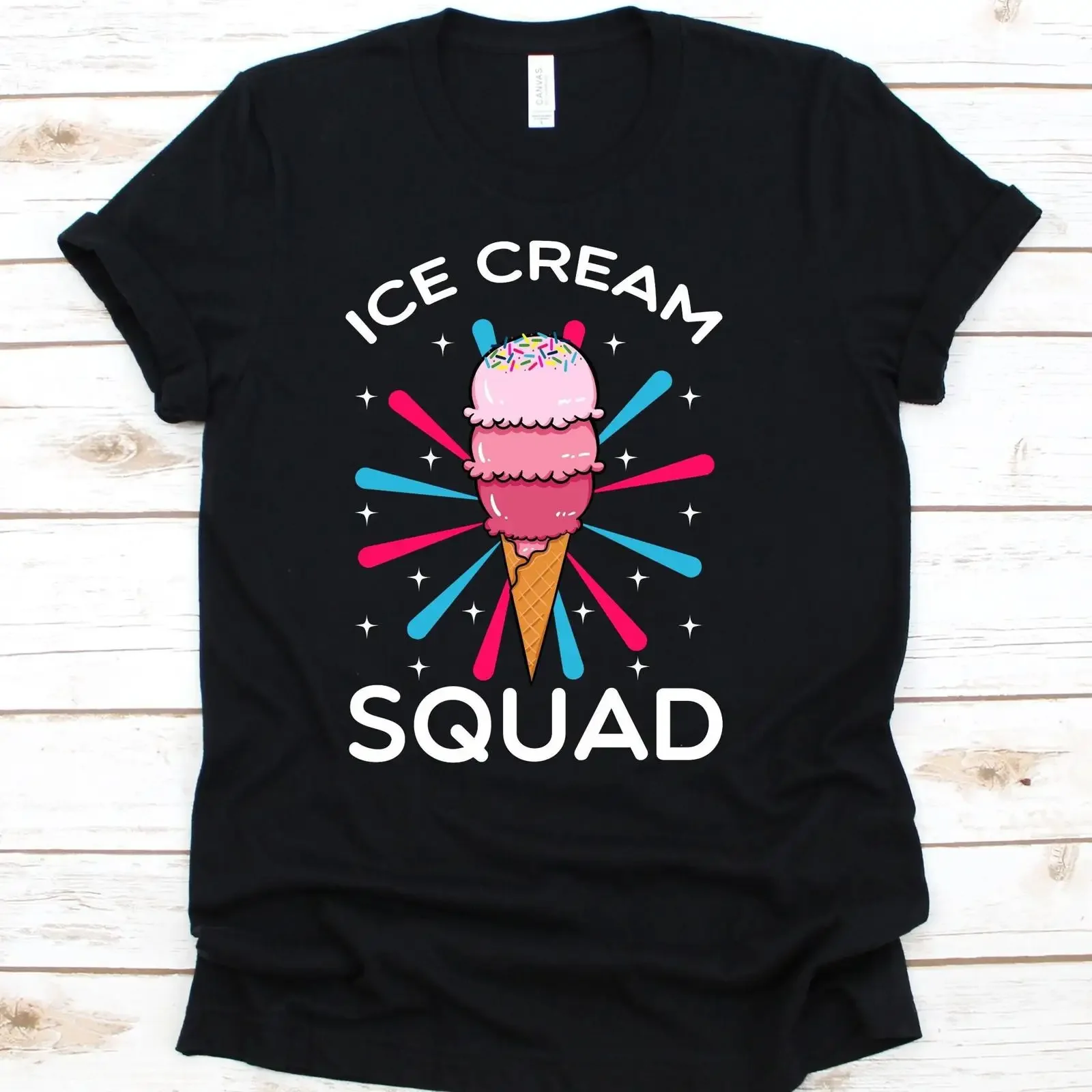 Ice Cream Squad T Shirt for Funny Summer Birthday Party Casual Gelato GifT vintage Washed Comfortable Top For Everyday Wear