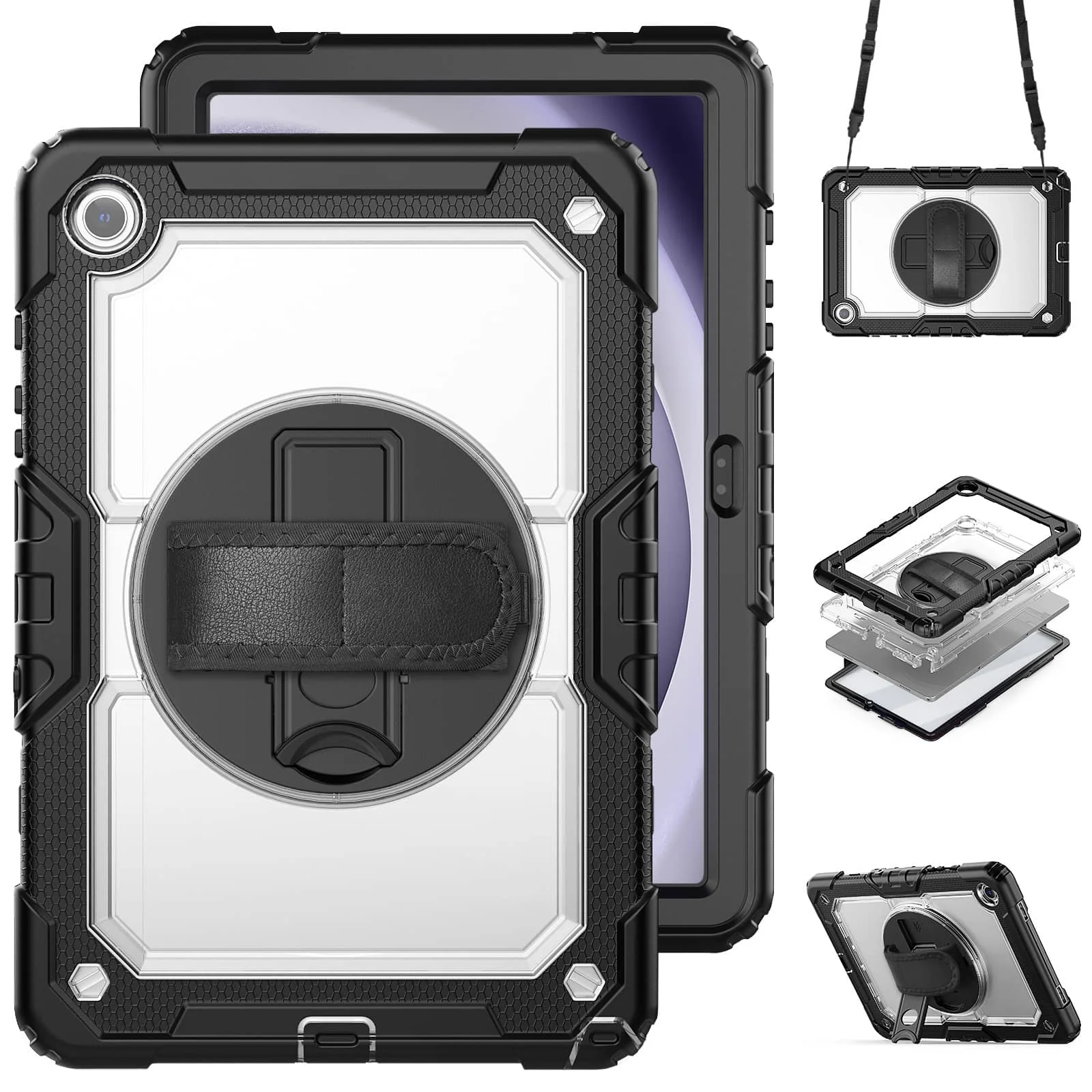 For Samsung Galaxy Tab A11 Plus Tab A9 Plus - Heavy Duty Protective Cover with Screen Protector, Shoulder Strap & Pencil Holder