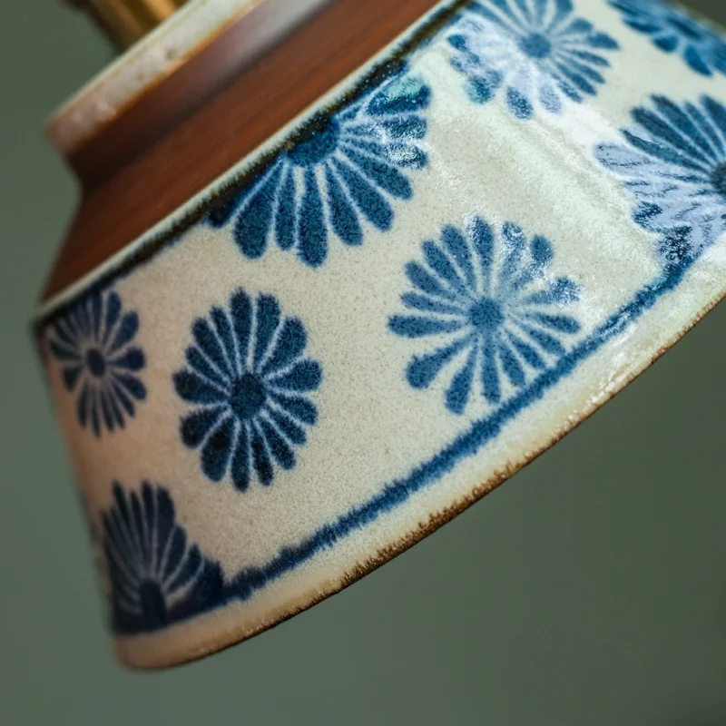 IWHD زهرة السيراميك قلادة LED أضواء تركيبات مطعم غرفة المعيشة غرفة نوم المطبخ مقهى لوفت بار الأمريكية خمر Hanglamp